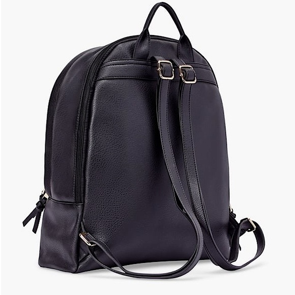 NWT JustFab Ash Black/Grey faux leather with leopard interior Backpack - Picture 4 of 8